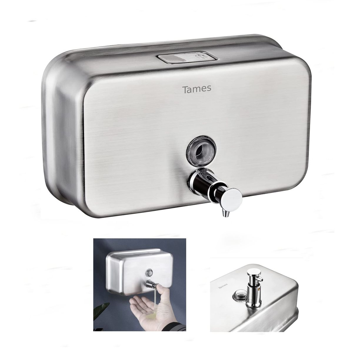 GENERICO - Dispensador Jabón Institucional Acero 1 Lt Horizontal Pared
