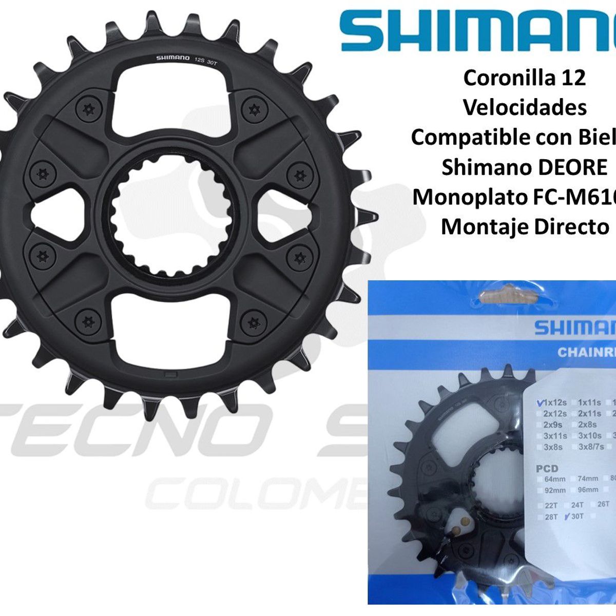 SHIMANO - Plato Coronilla 30 Shimano Deore M6100 12 Vel Monoplato Mtb