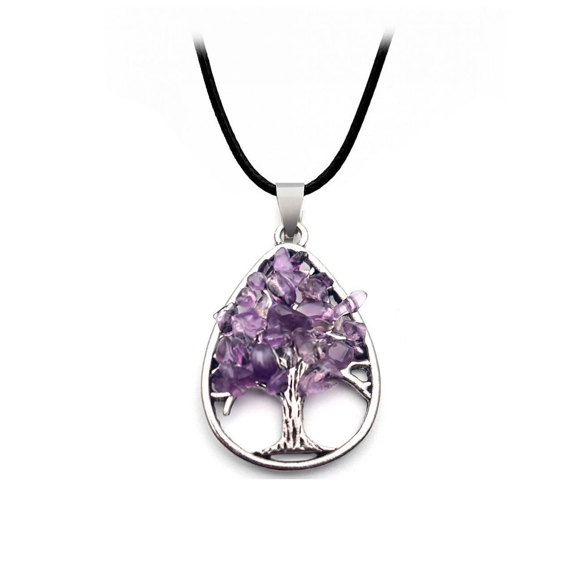 DAYOSHOP - Collar Cuarzo Amatista Arbol Gota Mas Estuche