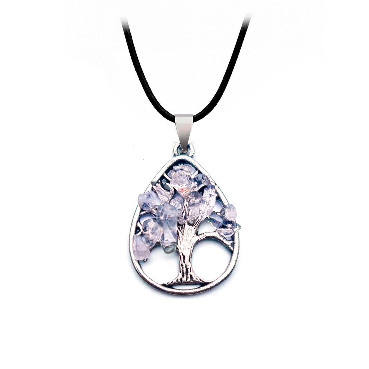 DAYOSHOP - Collar Cuarzo Rosa Arbol Gota Mas Estuche