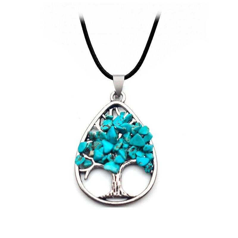 DAYOSHOP - Collar Cuarzo Turquesa Arbol Gota Mas Estuche