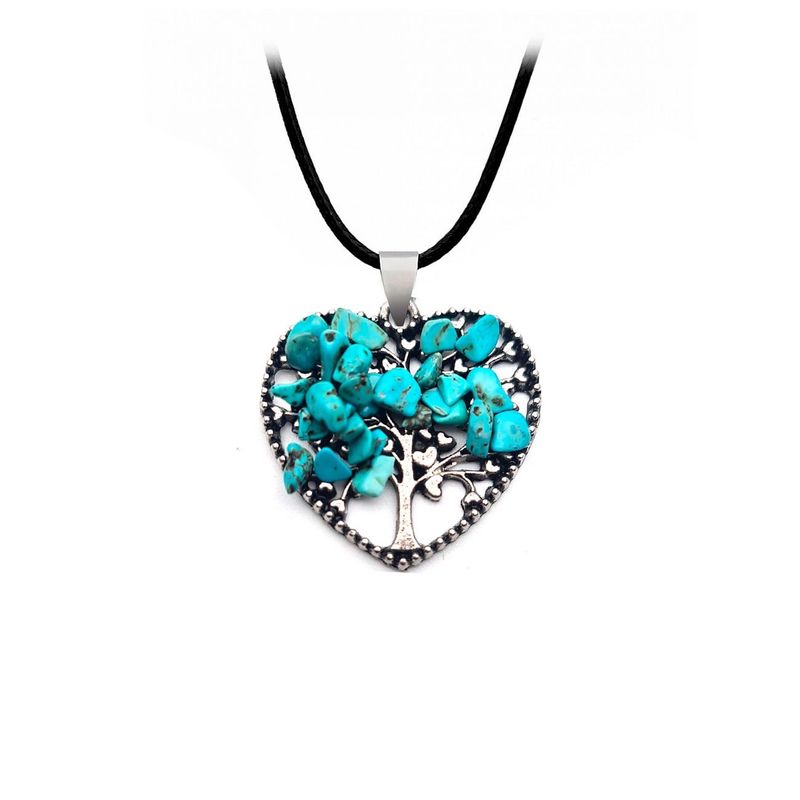 DAYOSHOP - Collar Cuarzo Turquesa Arbol Corazon Mas Estuche