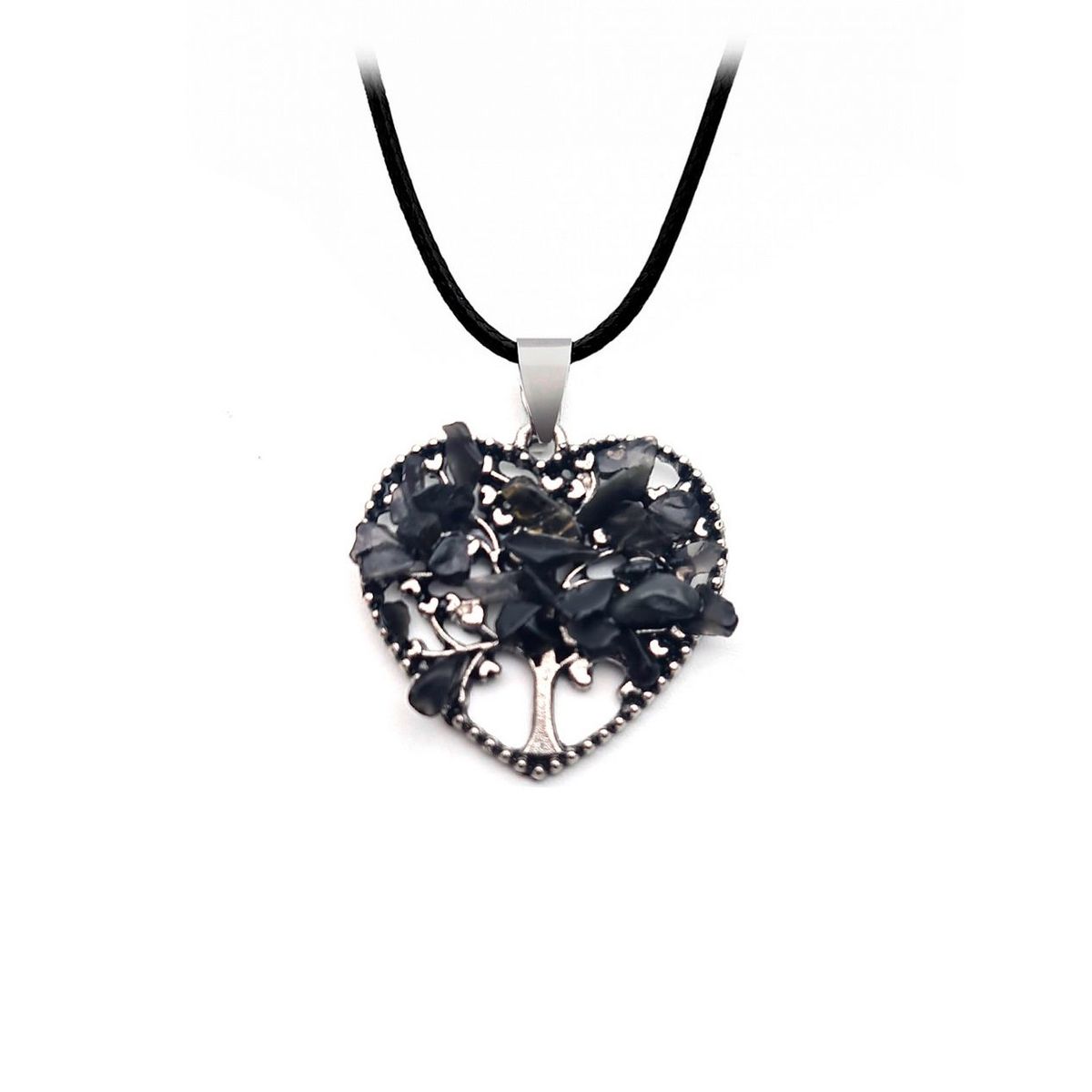 DAYOSHOP - Collar Cuarzo Onix Arbol Corazon Mas Estuche