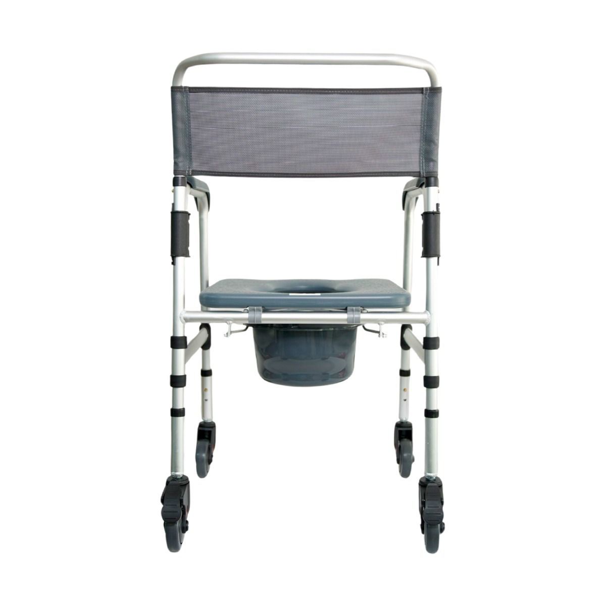 KONFORT - SILLA SANITARIO PLEGABLE CON RUEDAS EN ALUMINIO 100 KILOS