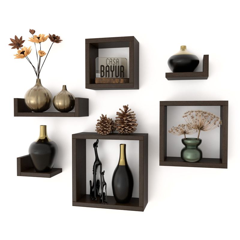 GENERICO - Super Promo - Set 6 Repisas Flotantes Cubos L - Decoracion Hogar