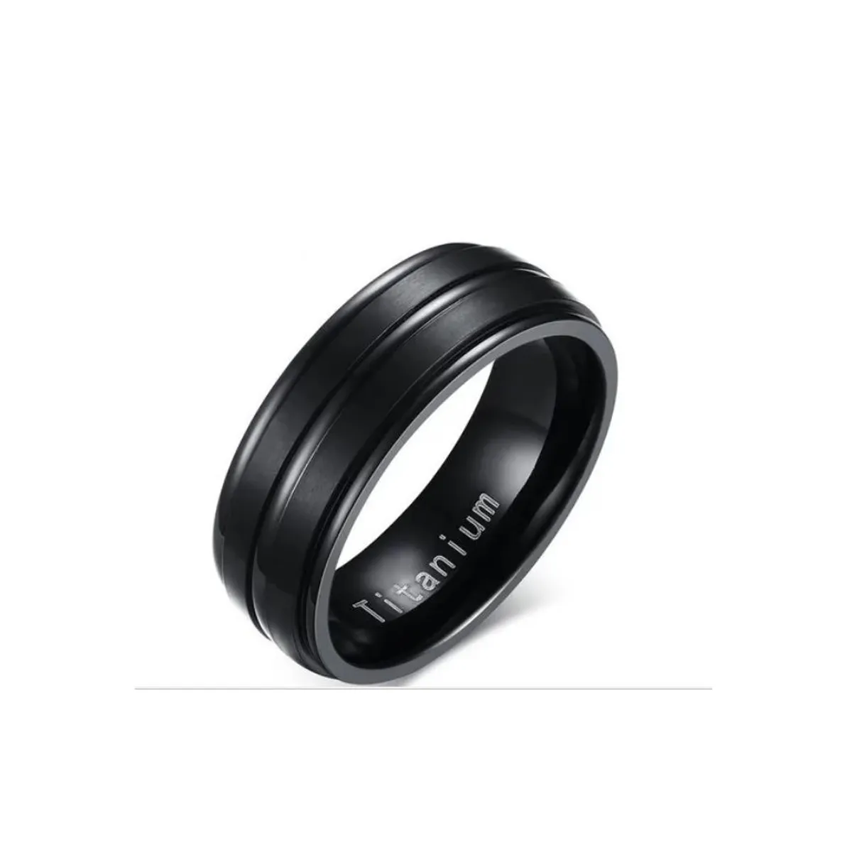 UBMD - Anillo 100% Carburo Titanio 3 Lineas Hombre 8mm Negro