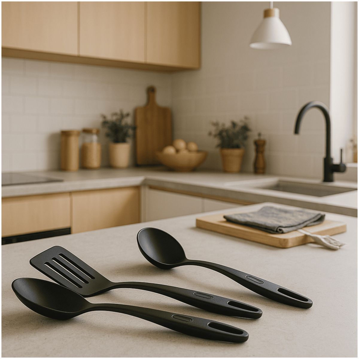 MUEBLES 2020 - SET 3 ACCESORIOS DE COCINA NEGRO
