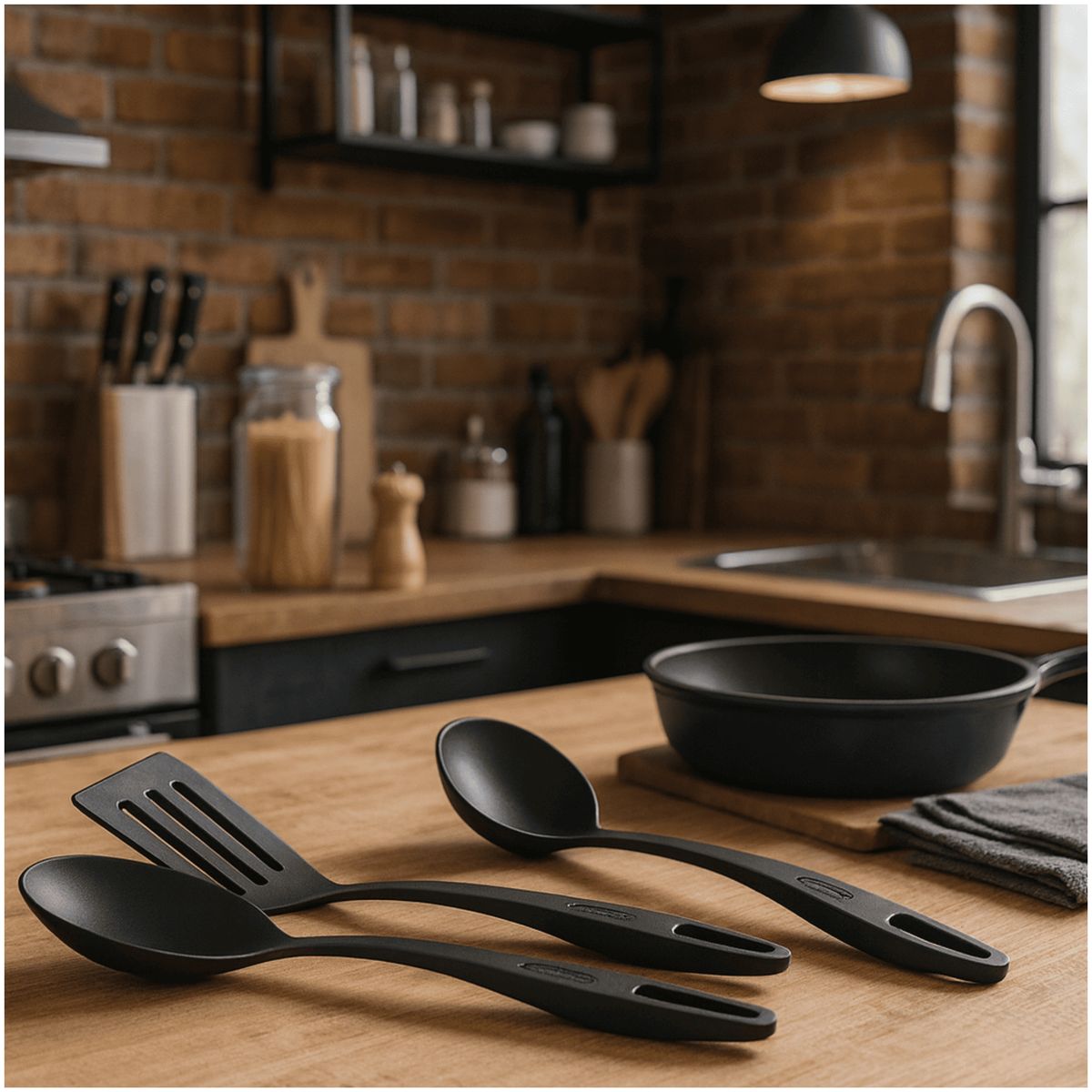 MUEBLES 2020 - SET 3 ACCESORIOS DE COCINA NEGRO