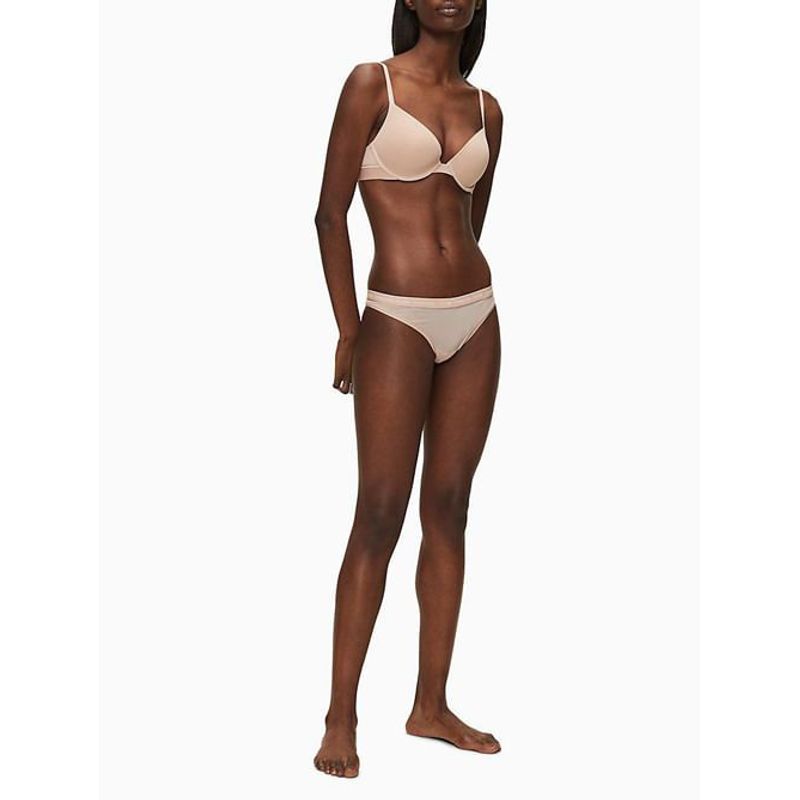 CALVIN KLEIN - Pantie BeigeTipo Tanga En Microfibra Para Mujer Calvin Klein