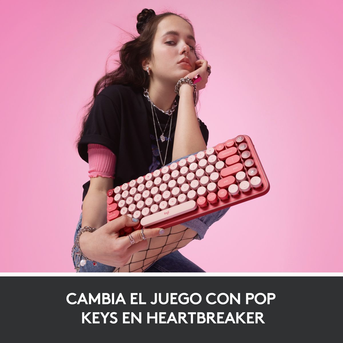 LOGITECH - Teclado Inalámbrico Logitech Pop Heartbreaker Teclas Emojis