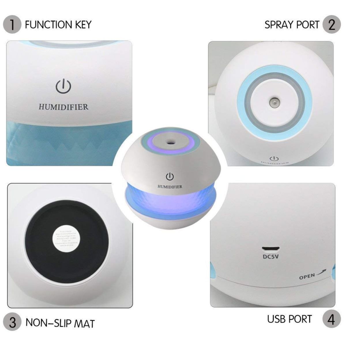 GENERICO - Difusor De Aromas Magic Diamond Con Luz Led Ultrasonico