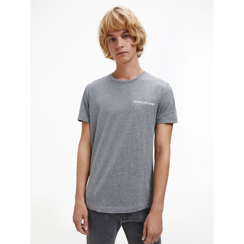 CALVIN KLEIN - Camiseta Slim De Algodón Orgánico Gris Calvin Klein