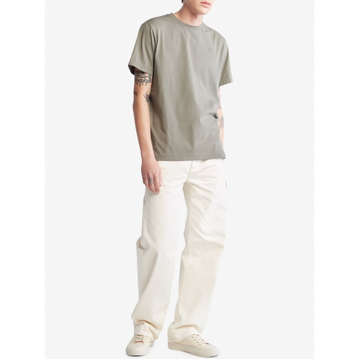 CALVIN KLEIN - Camiseta De Algodón Con Monograma Bordado Calvin Klein