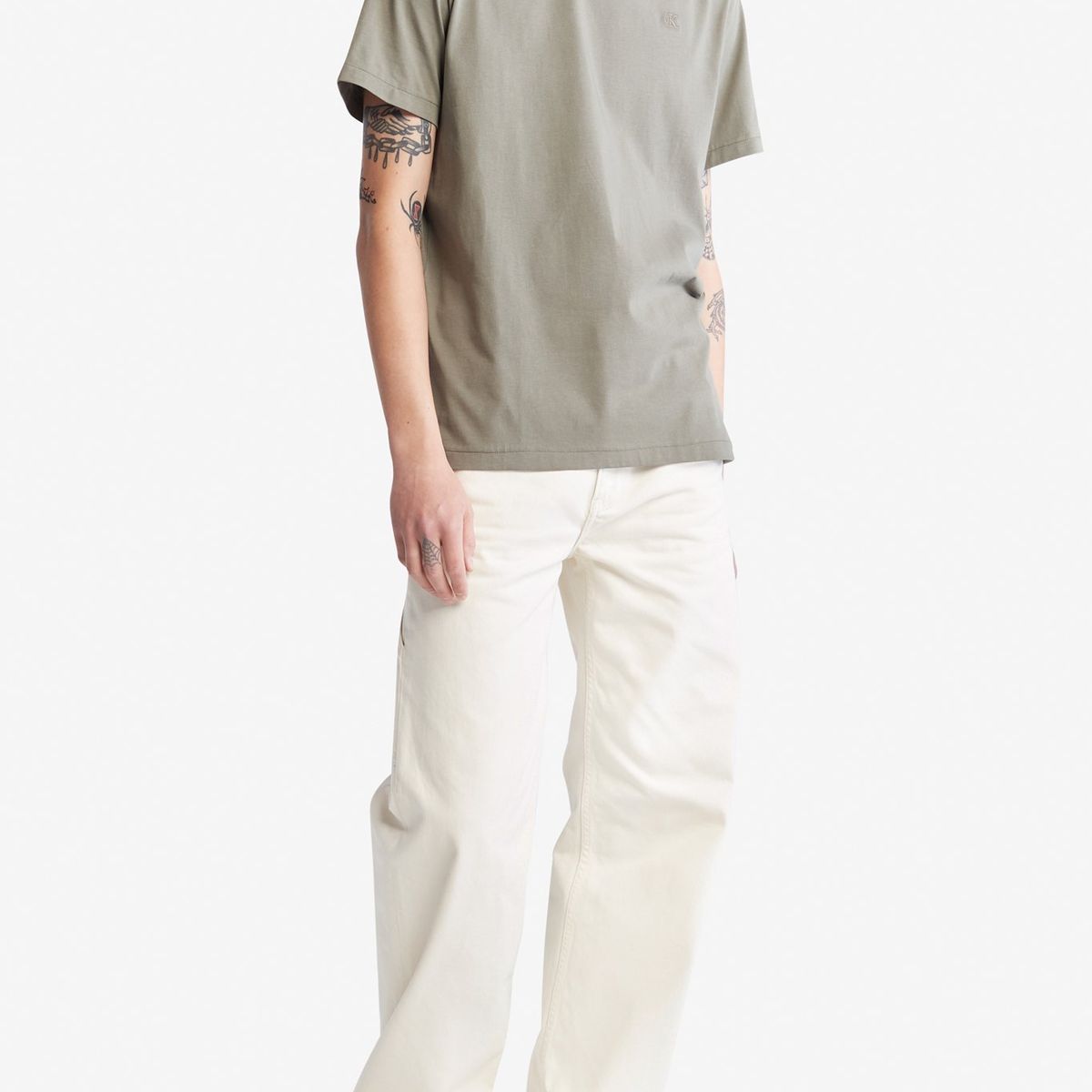 CALVIN KLEIN - Camiseta De Algodón Con Monograma Bordado Calvin Klein