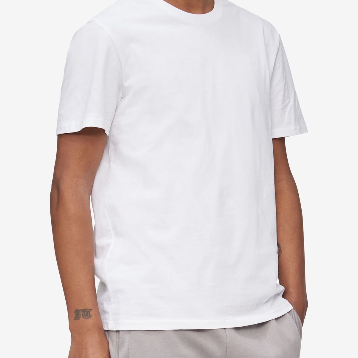 CALVIN KLEIN - Camiseta Blanco Manga Corta Smooth Algodón Solid Hombre B