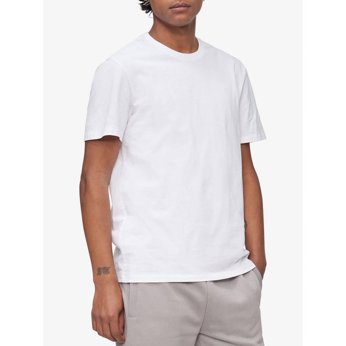 CALVIN KLEIN - Camiseta Blanco Manga Corta Smooth Algodón Solid Hombre B