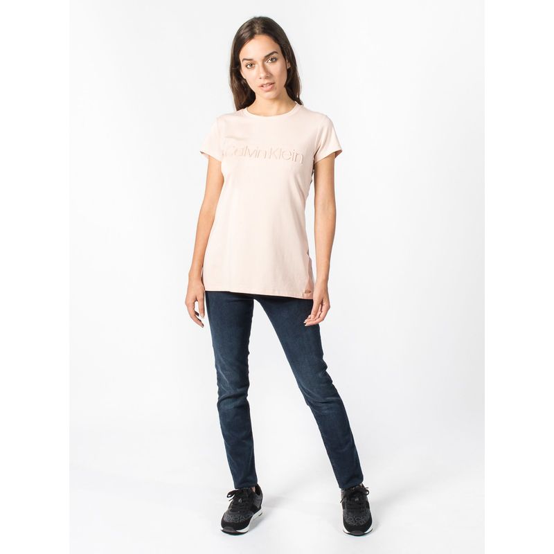 CALVIN KLEIN - Camiseta Beige Con Logo Para Mujer Calvin Klein