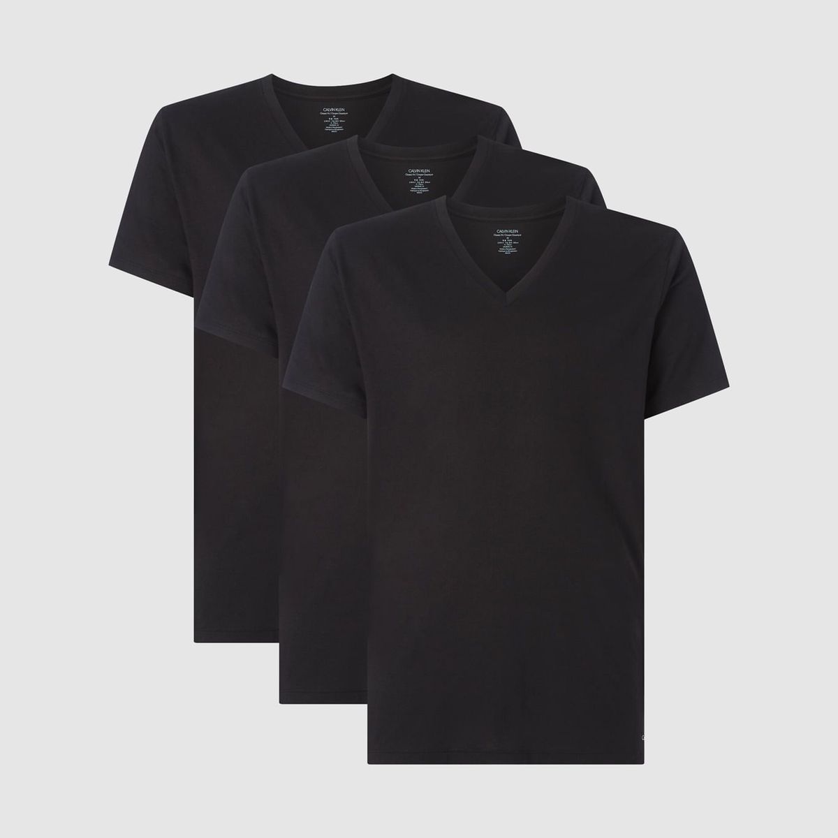 CALVIN KLEIN - Paquete De 3 Camisetas Negras Cuello V Para Hombre Calvin Klein