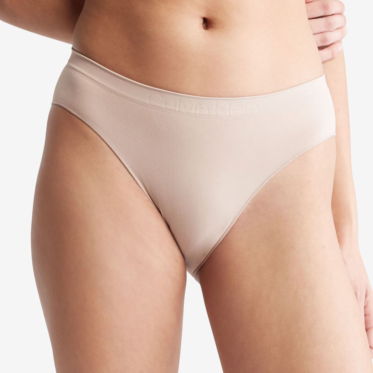 CALVIN KLEIN - Pantie Beige Tipo Bikini Con Logo Calvin Klein