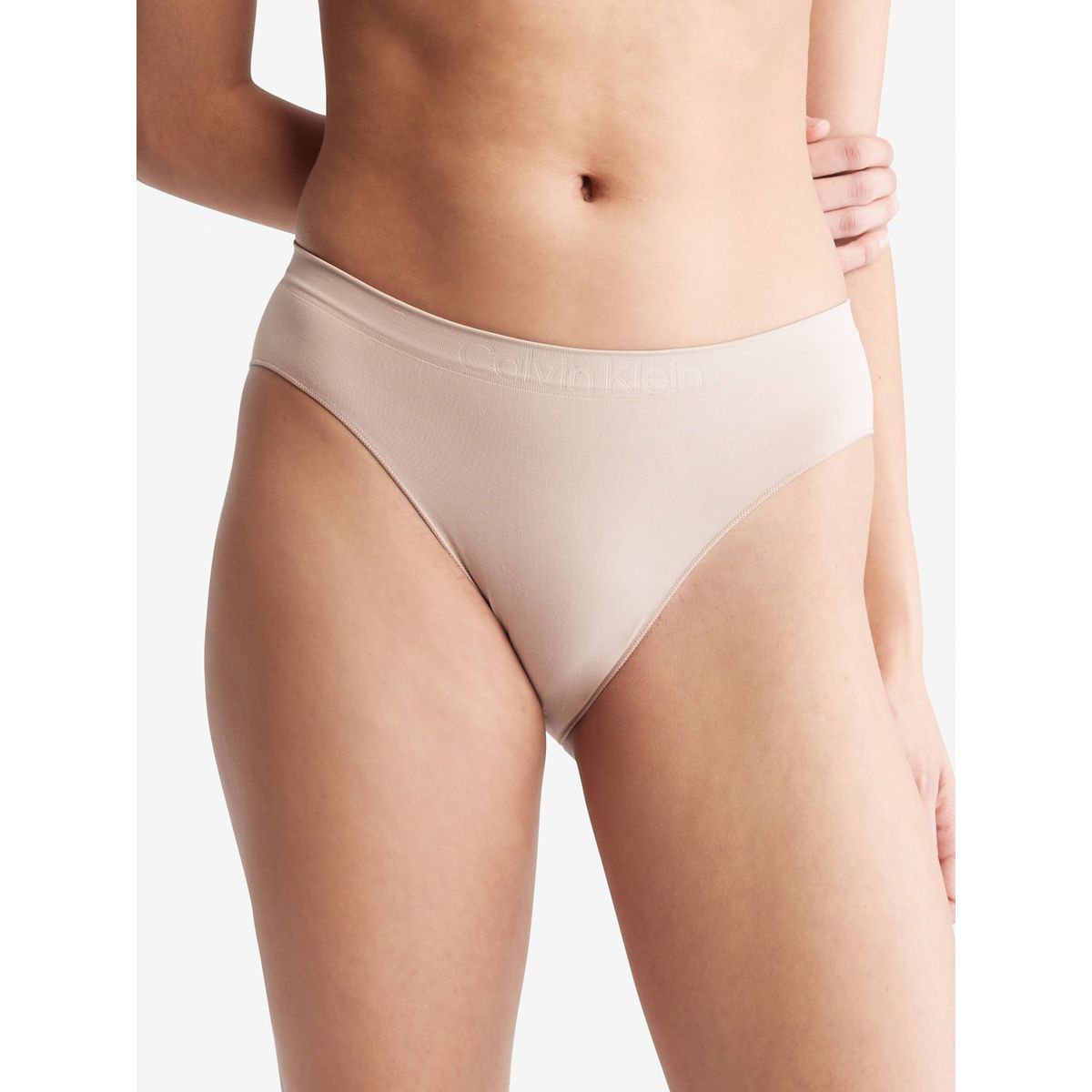 CALVIN KLEIN - Pantie Beige Tipo Bikini Con Logo Calvin Klein