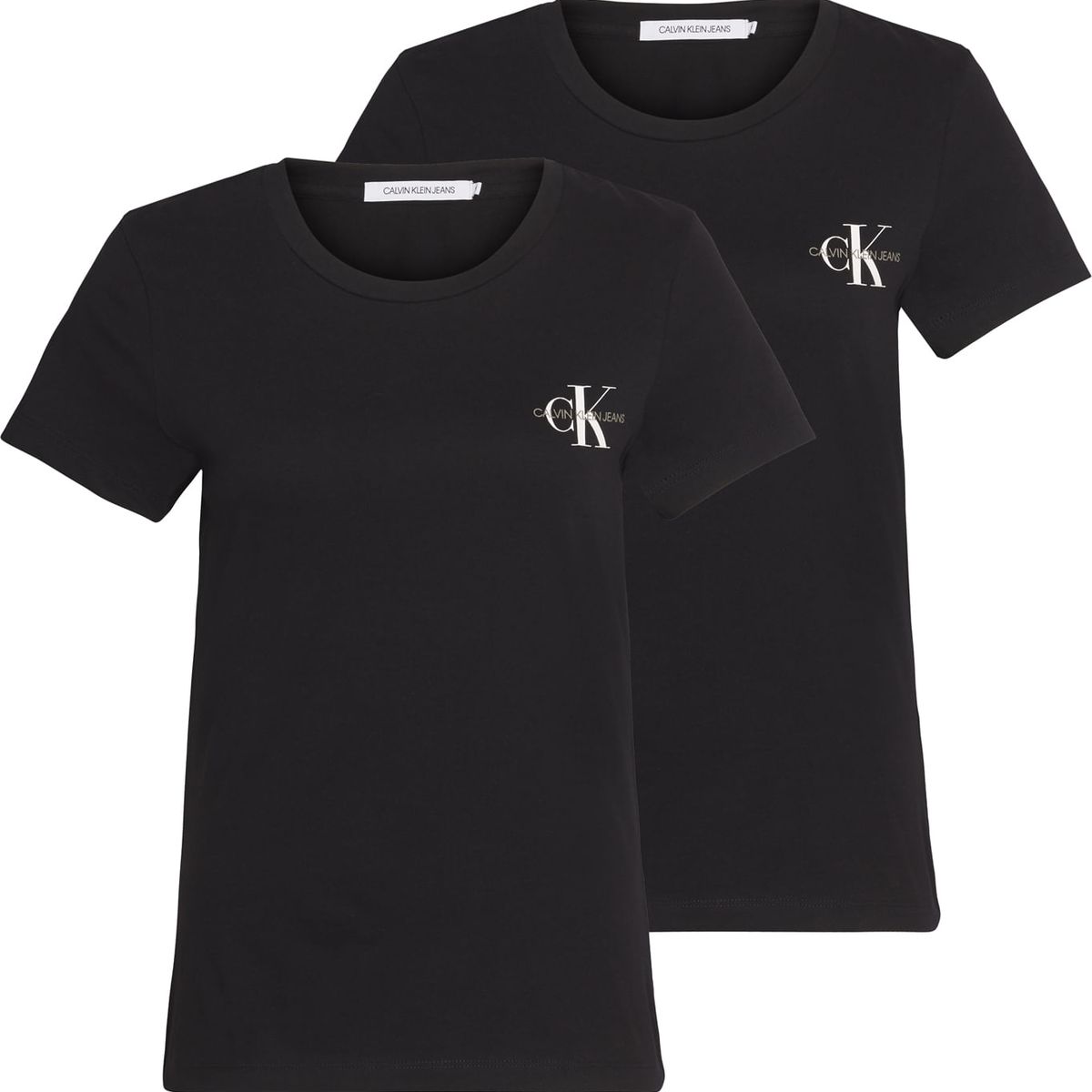 CALVIN KLEIN - Pack de 2 Camisetas Negra Manga Corta Slim Fit Para Mujer Calvin Klein