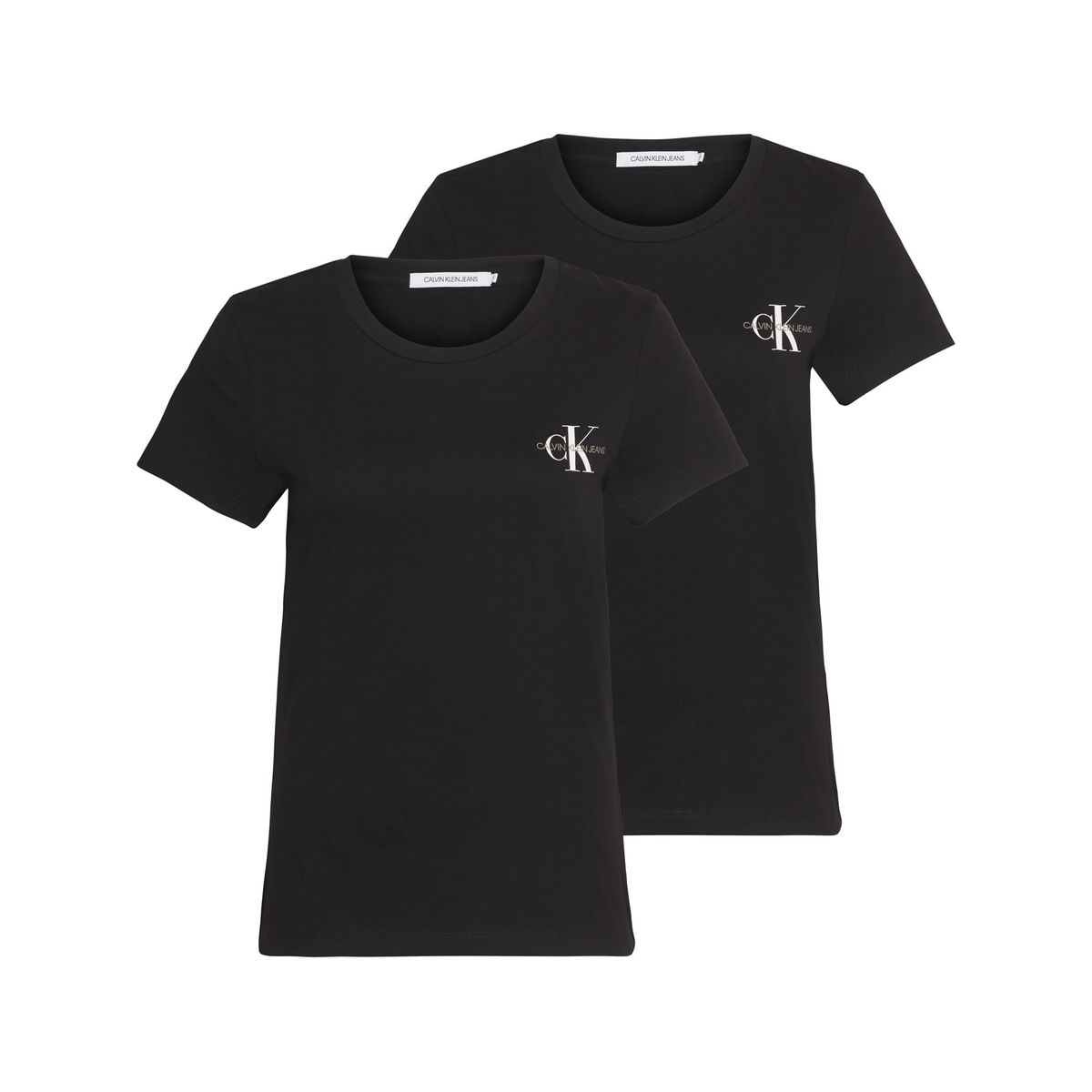 CALVIN KLEIN - Pack de 2 Camisetas Negra Manga Corta Slim Fit Para Mujer Calvin Klein