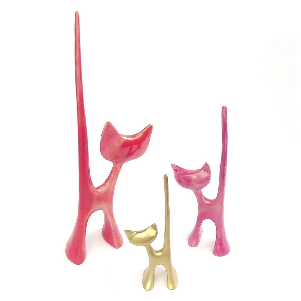 PLINI - Figuras Gatos Colores II Set x 3 20cm 27cm 38cm Resina
