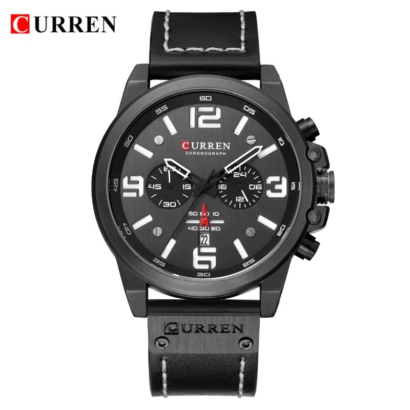 CURREN - Reloj Hombre Curren 8314 Cuarzo Cronografo Correa De Cuero Lujo