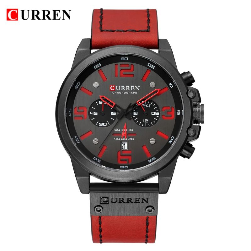 CURREN - Reloj Hombre Curren 8314 Cuarzo Cronografo Correa De Cuero Lujo