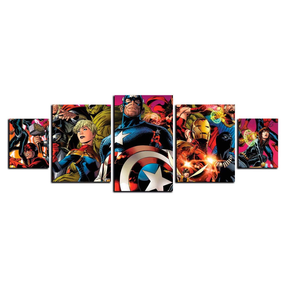 ART INDUSTRY - Cuadro 130x50Cms 5 Piezas Decorativo Vengadores