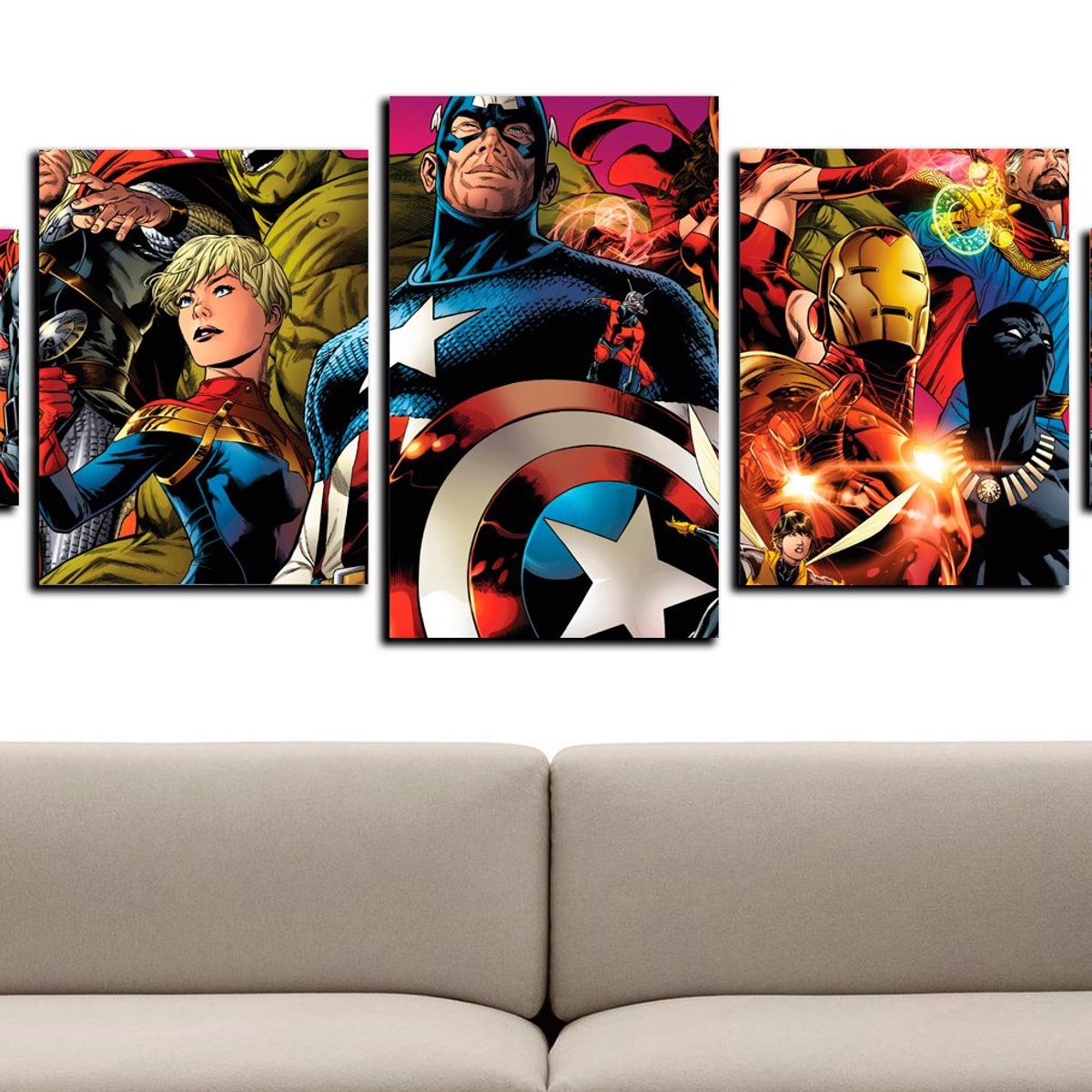 ART INDUSTRY - Cuadro 130x50Cms 5 Piezas Decorativo Vengadores