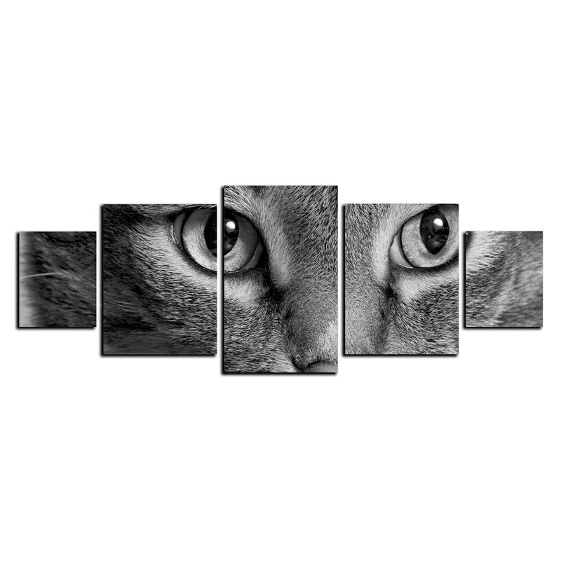 ART INDUSTRY - Cuadro 130x50Cms 5 Piezas Decorativo Gato