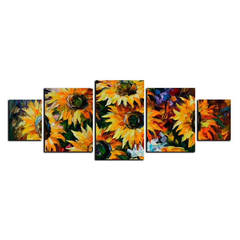 ART INDUSTRY - Cuadro 130x50Cms 5 Piezas Decorativo Girasoles