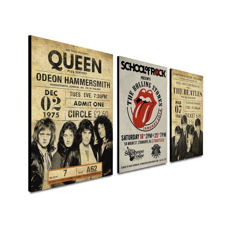 ART INDUSTRY - Triptico 60x25 Cms Decorativo Poster Rock Legends