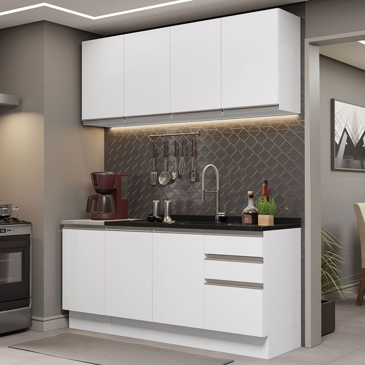 MADESA - Cocina Integral Glamy 1.60 Metros Blanco 01
