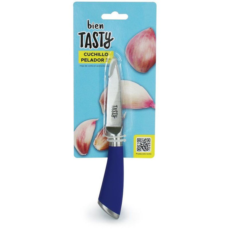 TASTY - Cuchillo pelador 3" - 2mm mp tasty hs-50584e azul