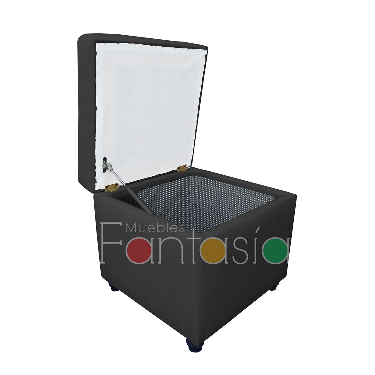 MUEBLES FANTASIA - Puff Baul 45 cm Tela Memphis Negro