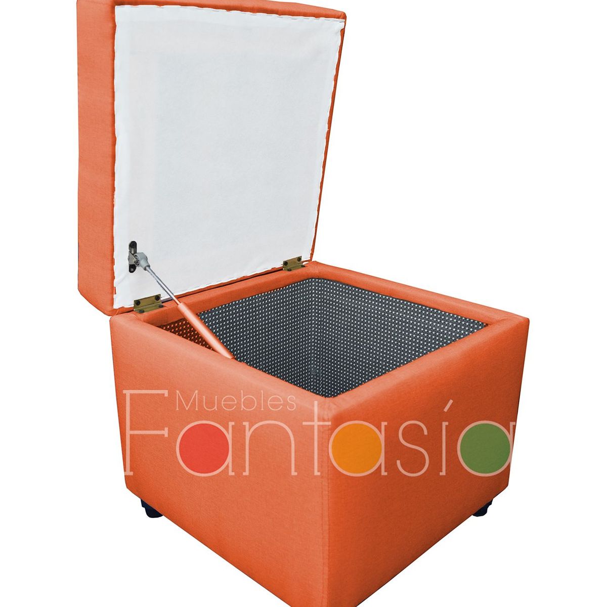 MUEBLES FANTASIA - Puff Baul 45 cm Tela Memphis Naranja