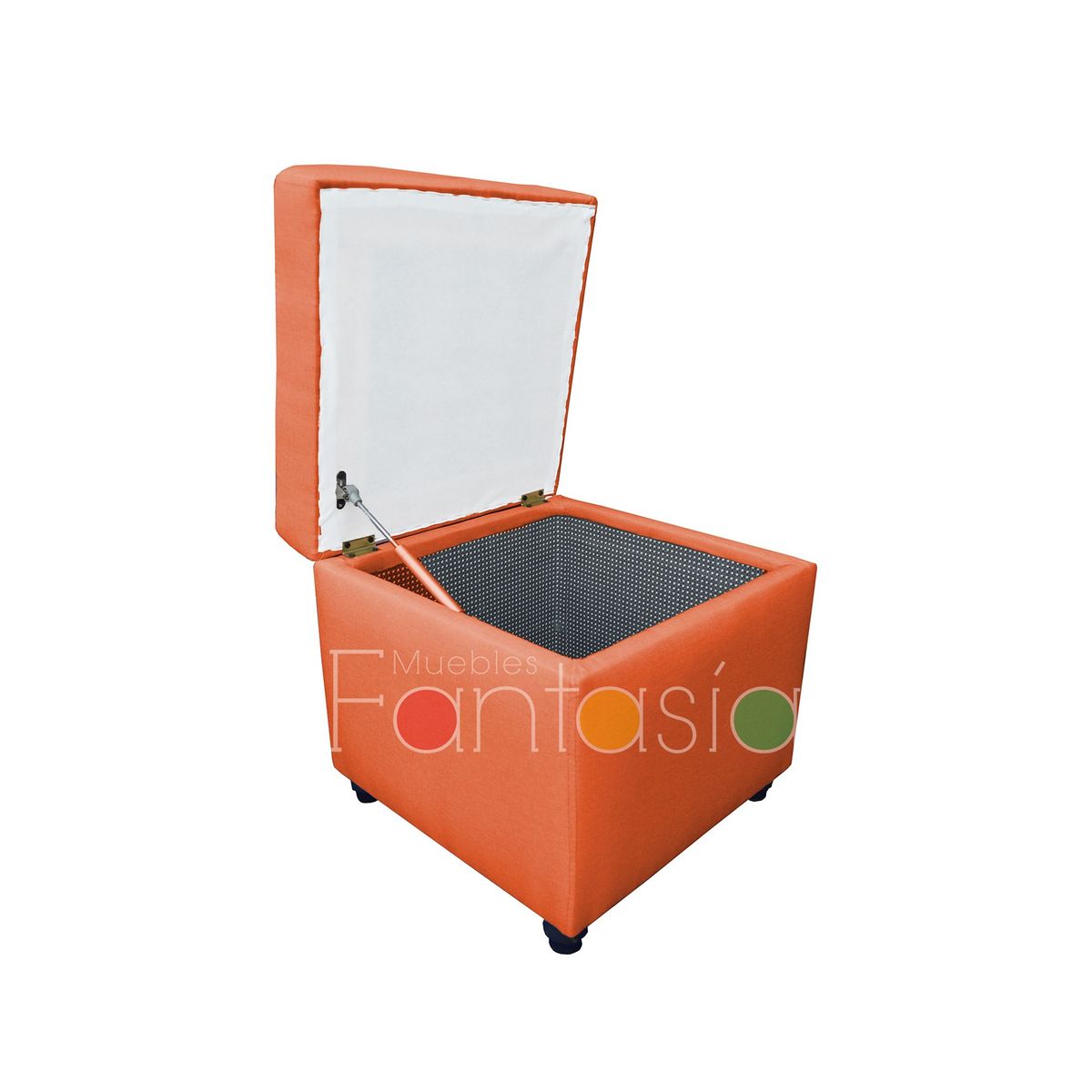 MUEBLES FANTASIA - Puff Baul 45 cm Tela Memphis Naranja