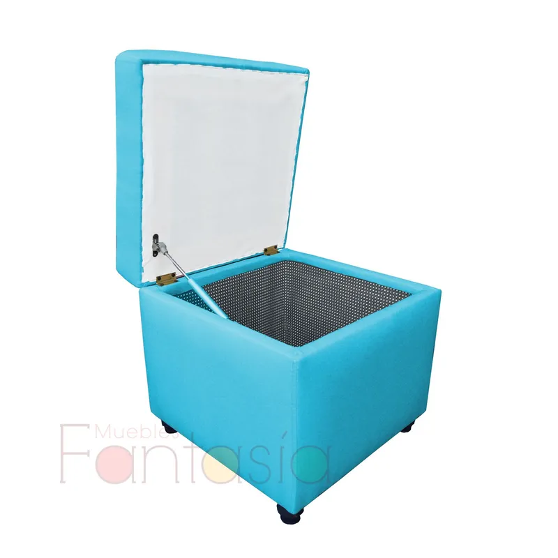 MUEBLES FANTASIA - Puff Baul 45 cm Tela Memphis Aguamarina