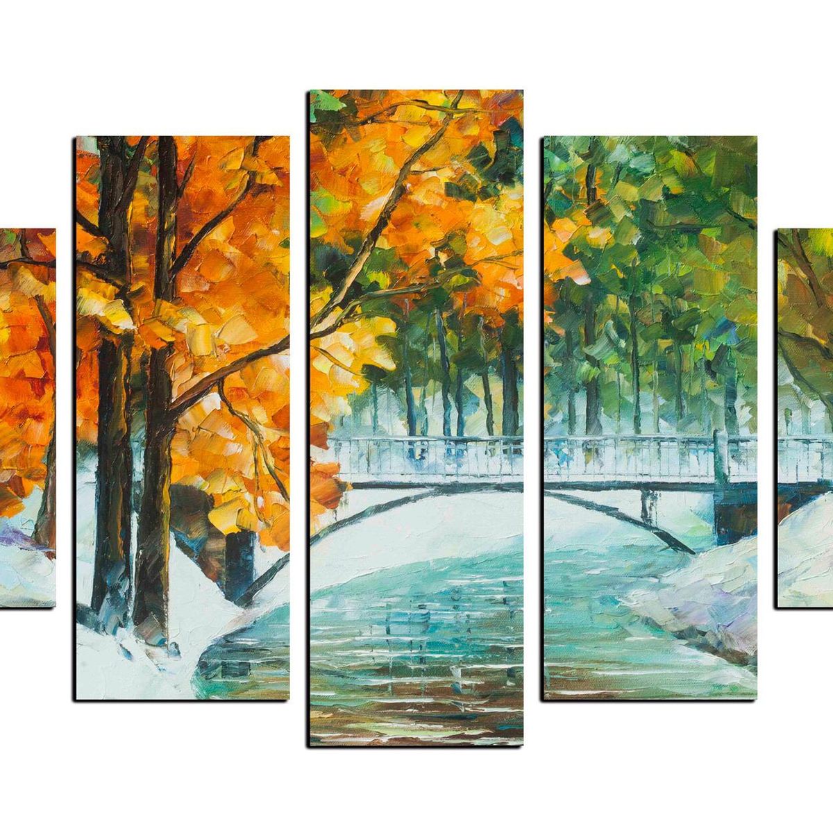 ART INDUSTRY - Cuadro Decorativo Puente y Nieve 100 X 70 Cm