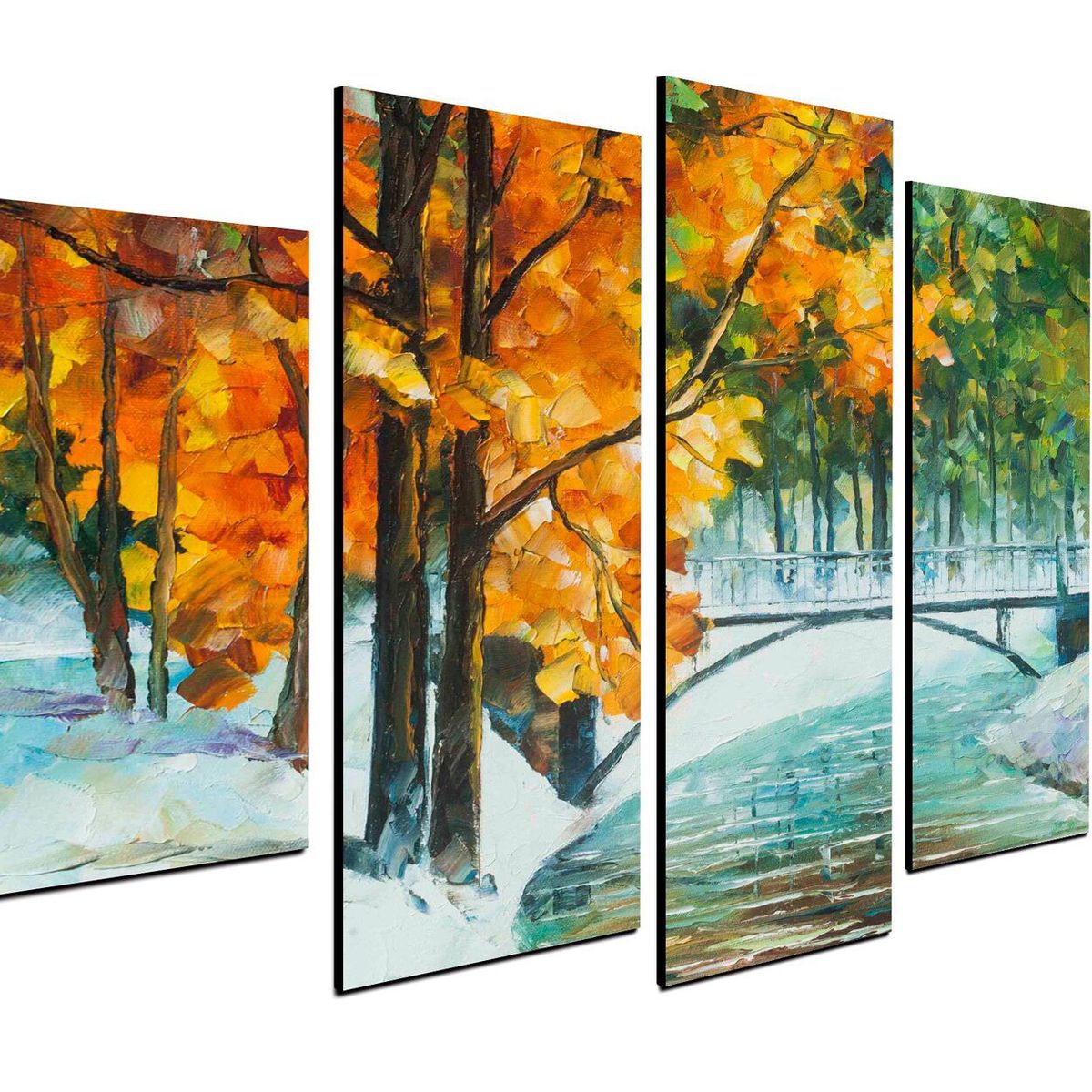 ART INDUSTRY - Cuadro Decorativo Puente y Nieve 100 X 70 Cm