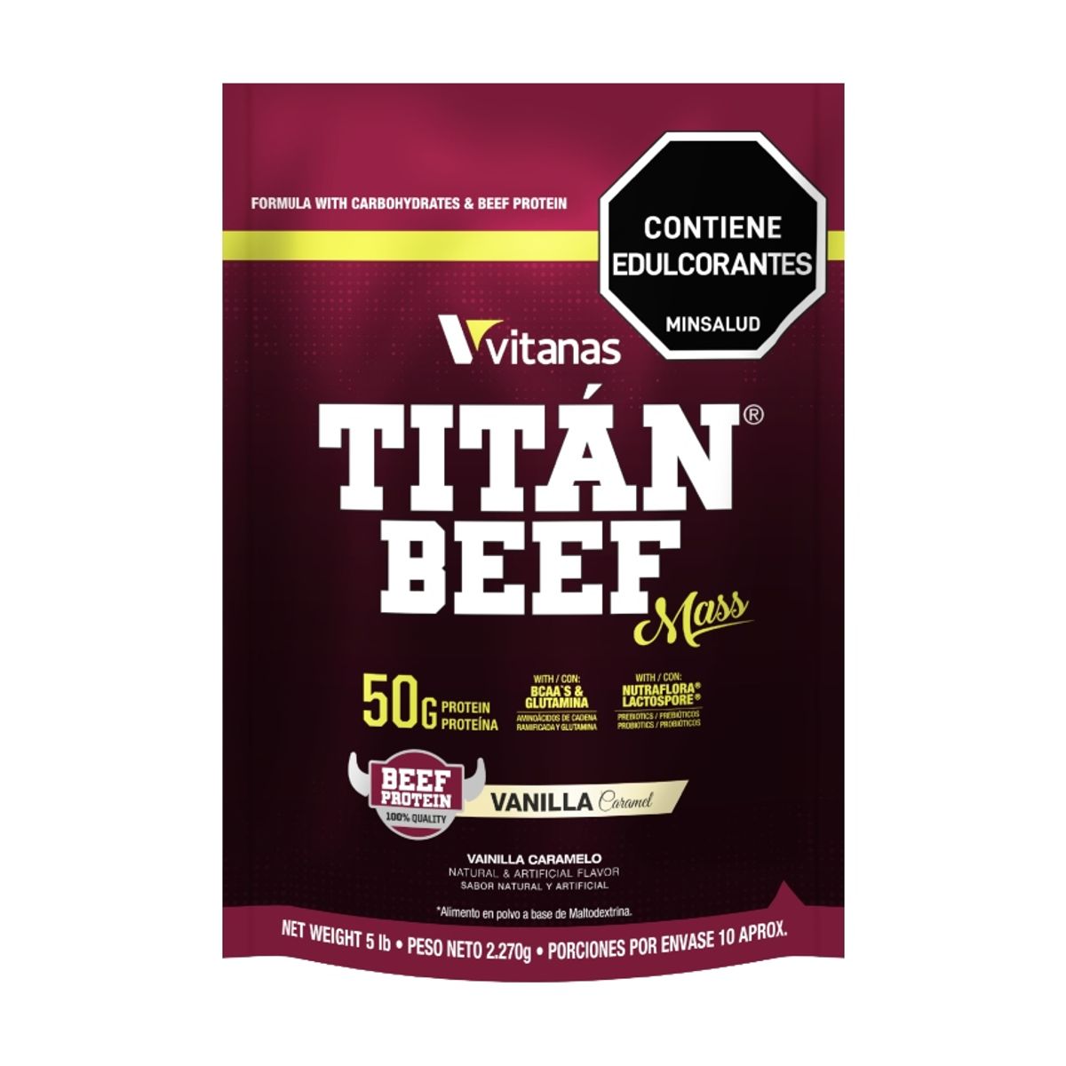 VITANAS - Titan Beef Mass x 5 lb Vainilla Caramelo
