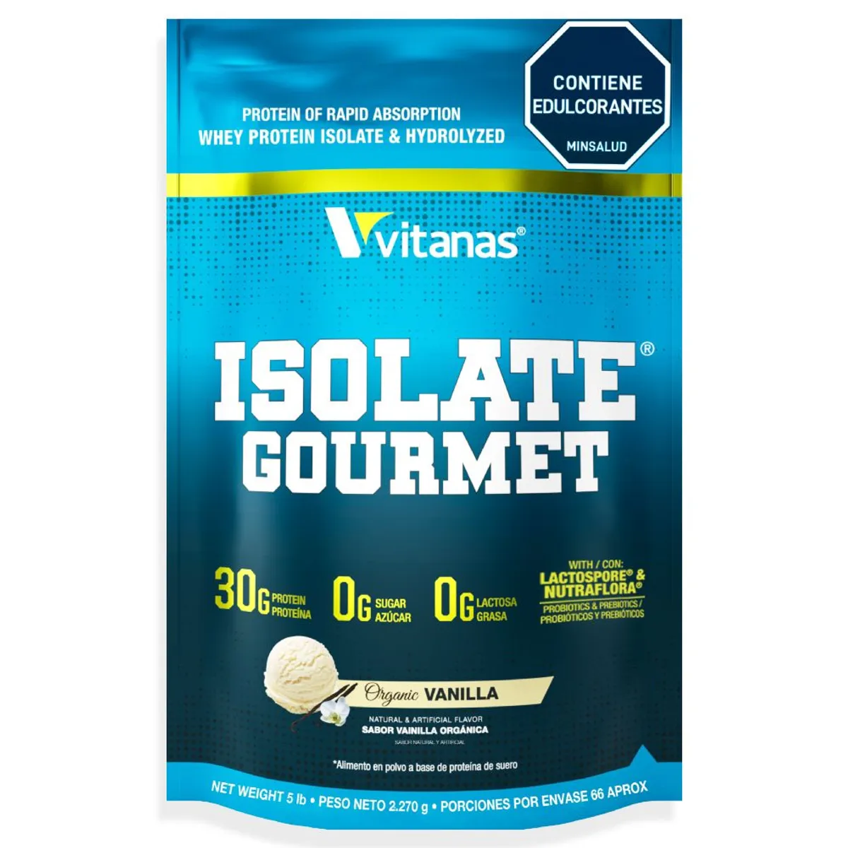 VITANAS - Isolate Gourmet - 5 libras - Vainilla - Proteina Aislada