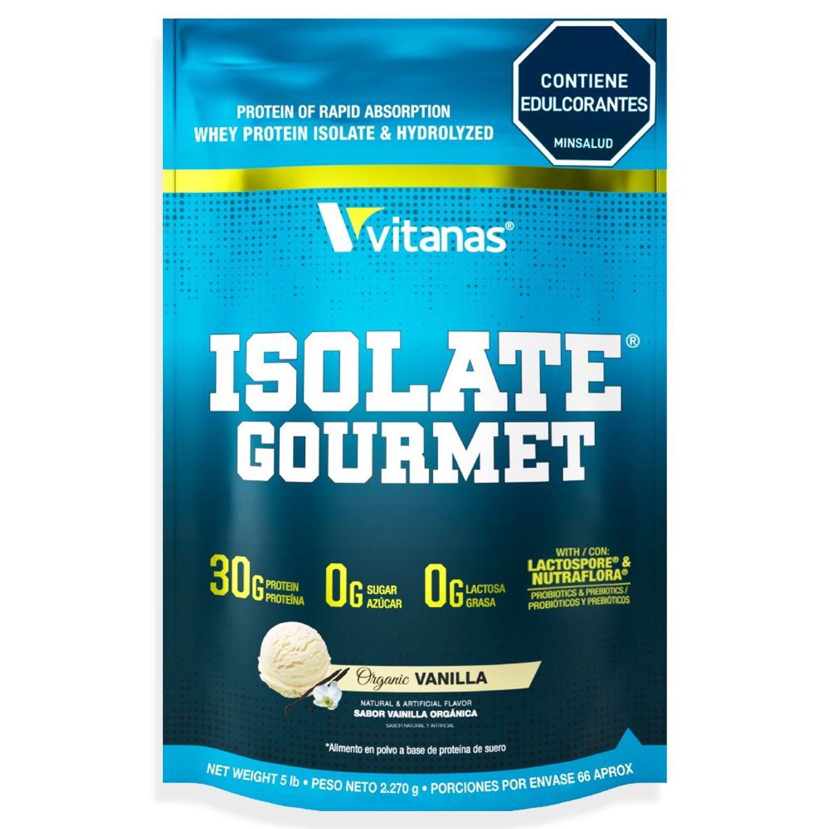 VITANAS - Isolate Gourmet - 5 libras - Vainilla - Proteina Aislada