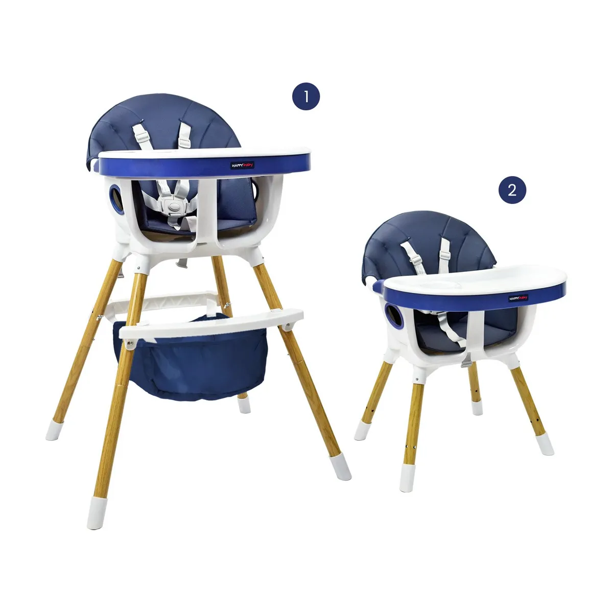 HAPPY BABY - Silla Comedor Bebe 2en1 Happy Baby Rock Azul
