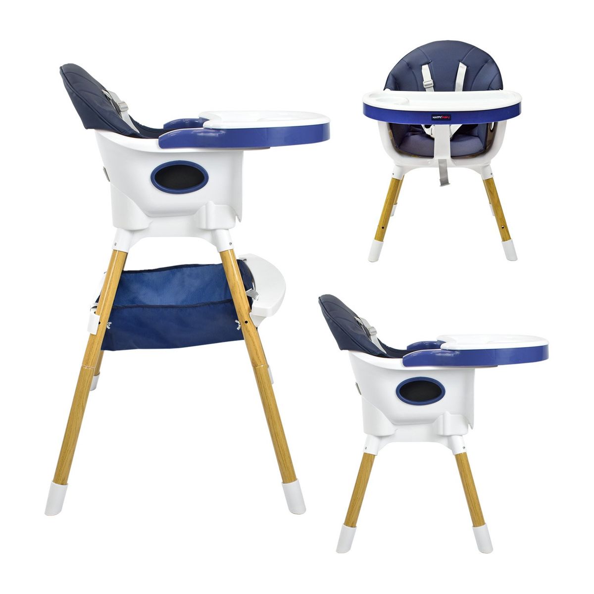 HAPPY BABY - Silla Comedor Bebe 2en1 Happy Baby Rock Azul