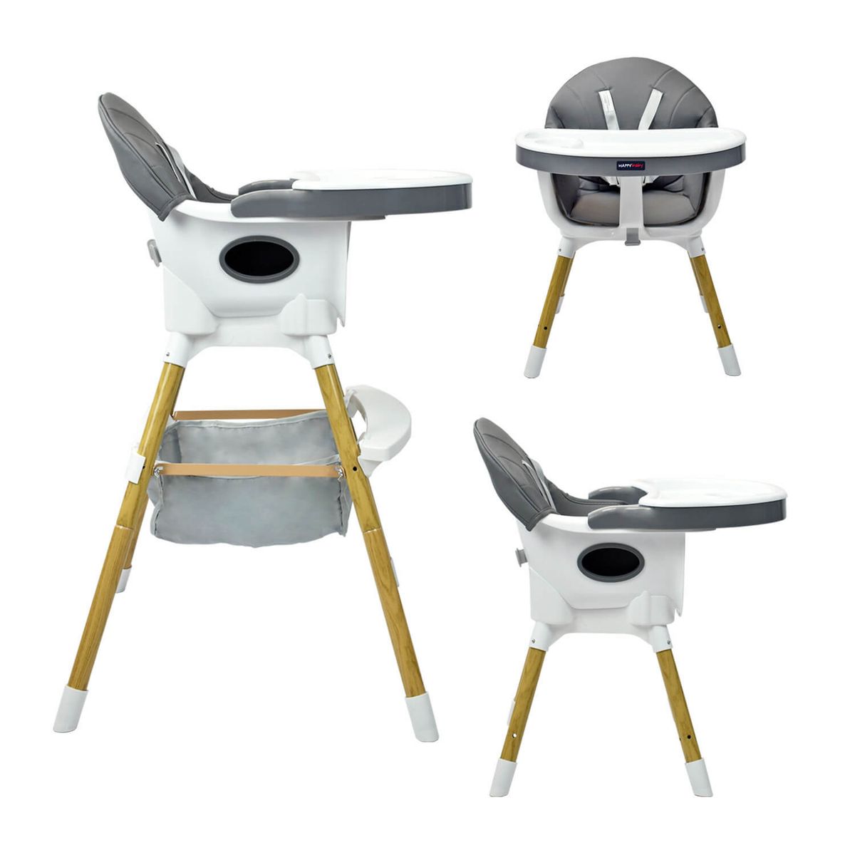 HAPPY BABY - Silla Comedor Bebé 2 En 1 Happy Baby Rock Gris