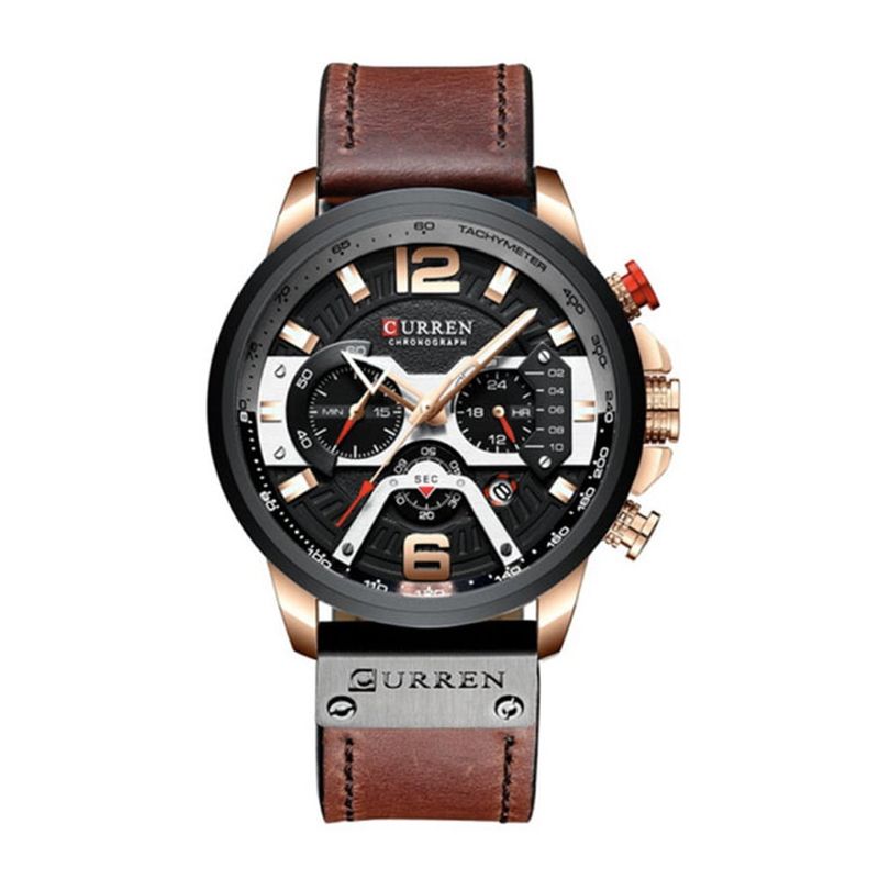 CURREN - Reloj Hombre Curren 8329 Cuarzo Cronografo Correa De Cuero Lujo