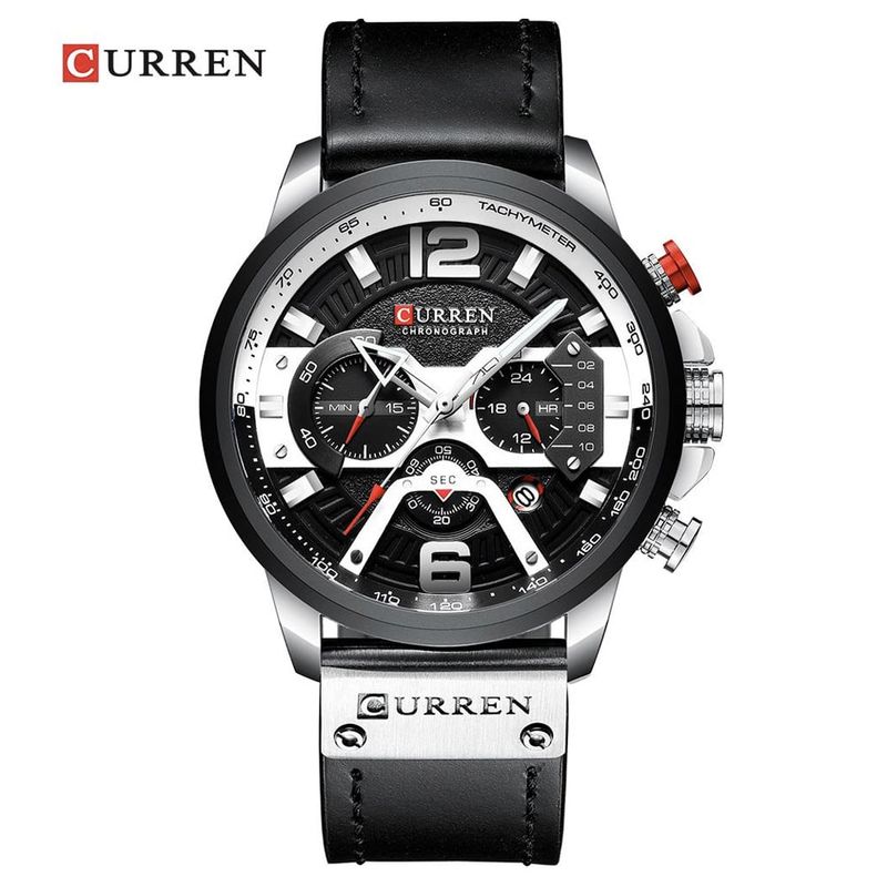 CURREN - Reloj Hombre Curren 8329 Cuarzo Cronografo Correa De Cuero Lujo